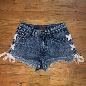 Dark Washed High Waisted Jean Shorts